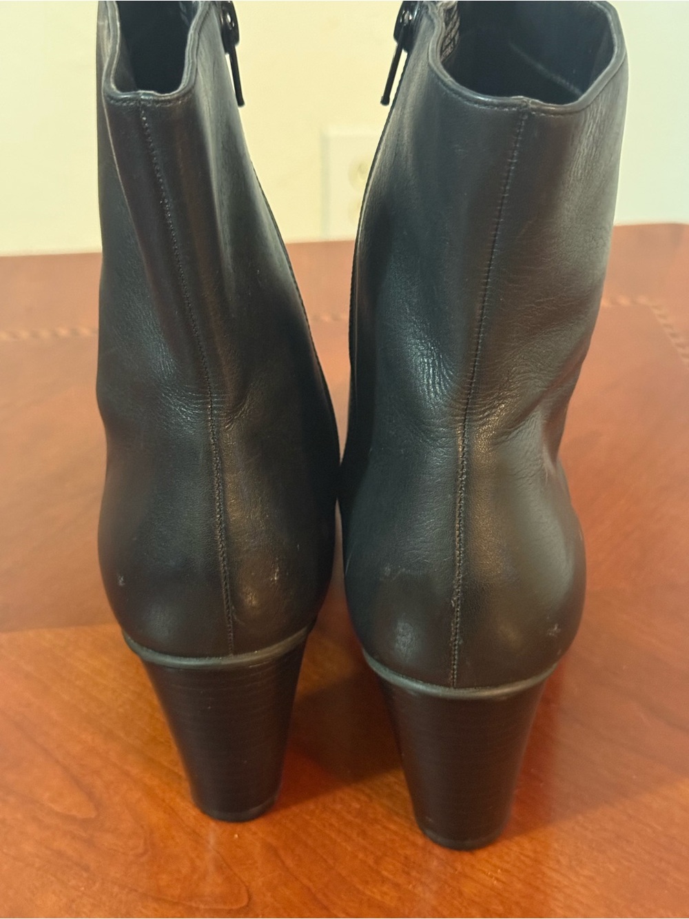 Bass Black Leather Ankle Booties with Side Zip - Picture 3 of 5